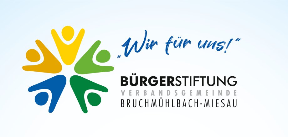 Logo der Bürgerstiftung mit farbigen Silhouetten von Menschen in den Farben Gelb, Grün und Blau