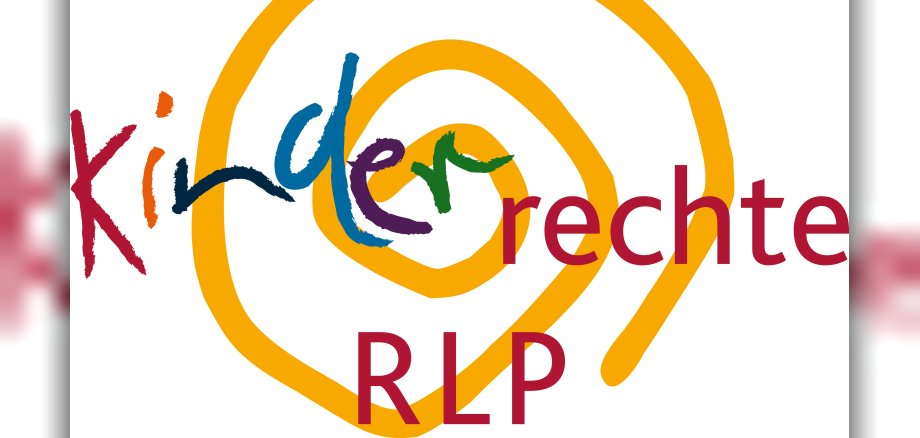 Logo für Kinderrechte. Farbige Schnekke mit der Schrift "Kinderrechte RLP"